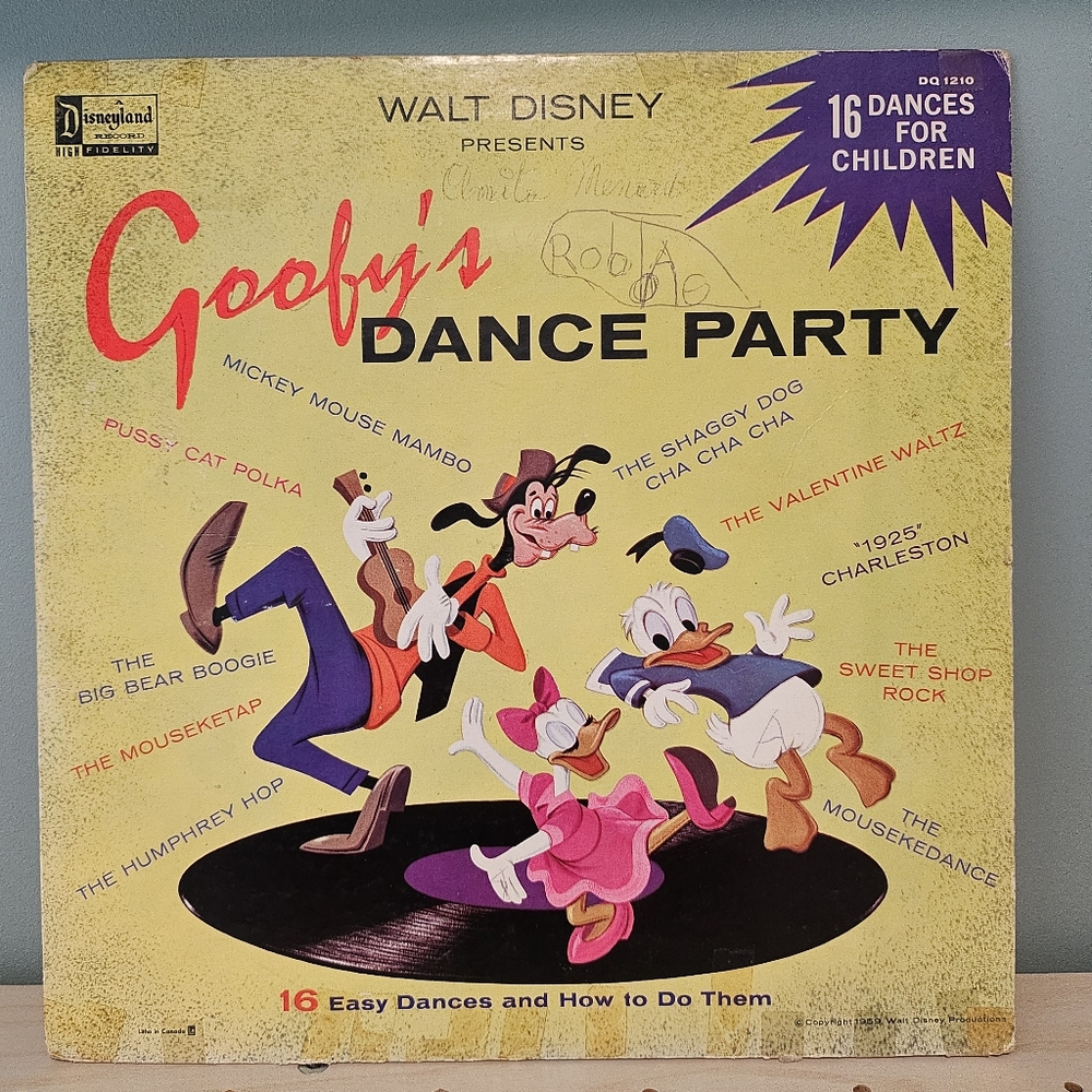 💛 VTG RARE Walt Disney Presents Goofy's Dance Party vinyl record EUC
